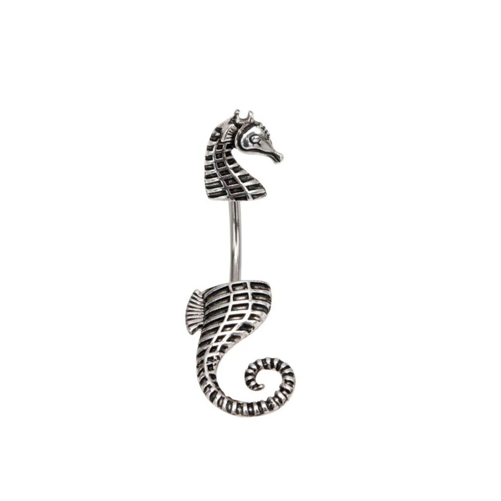 Mystical Seahorse Dangle Navel Ring 14G Belly Button Piercing – Bronze Finish